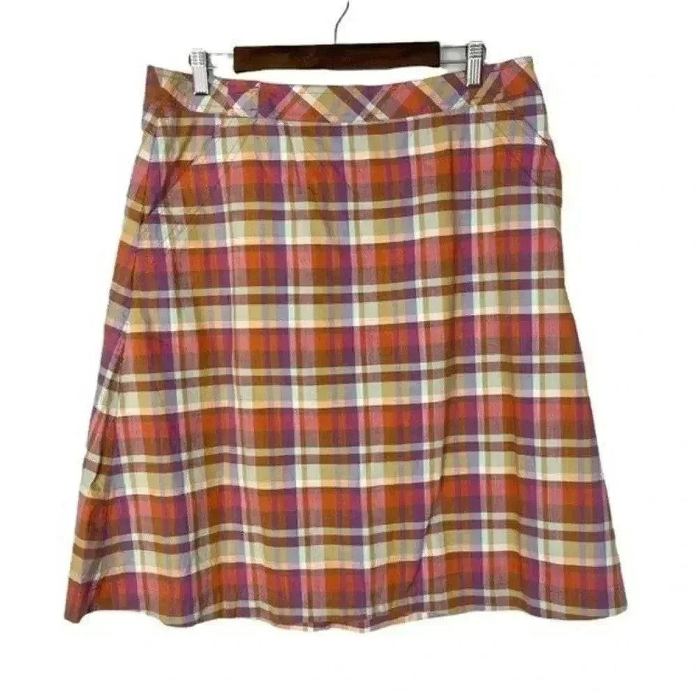 Pendleton Pink & Orange Plaid A-Line Knee Length Skirt 14